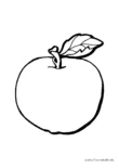 Ausmalbild Einfacher Apfel mit Blatt