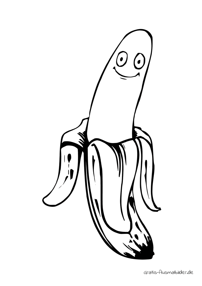 Ausmalbild Banane lachend