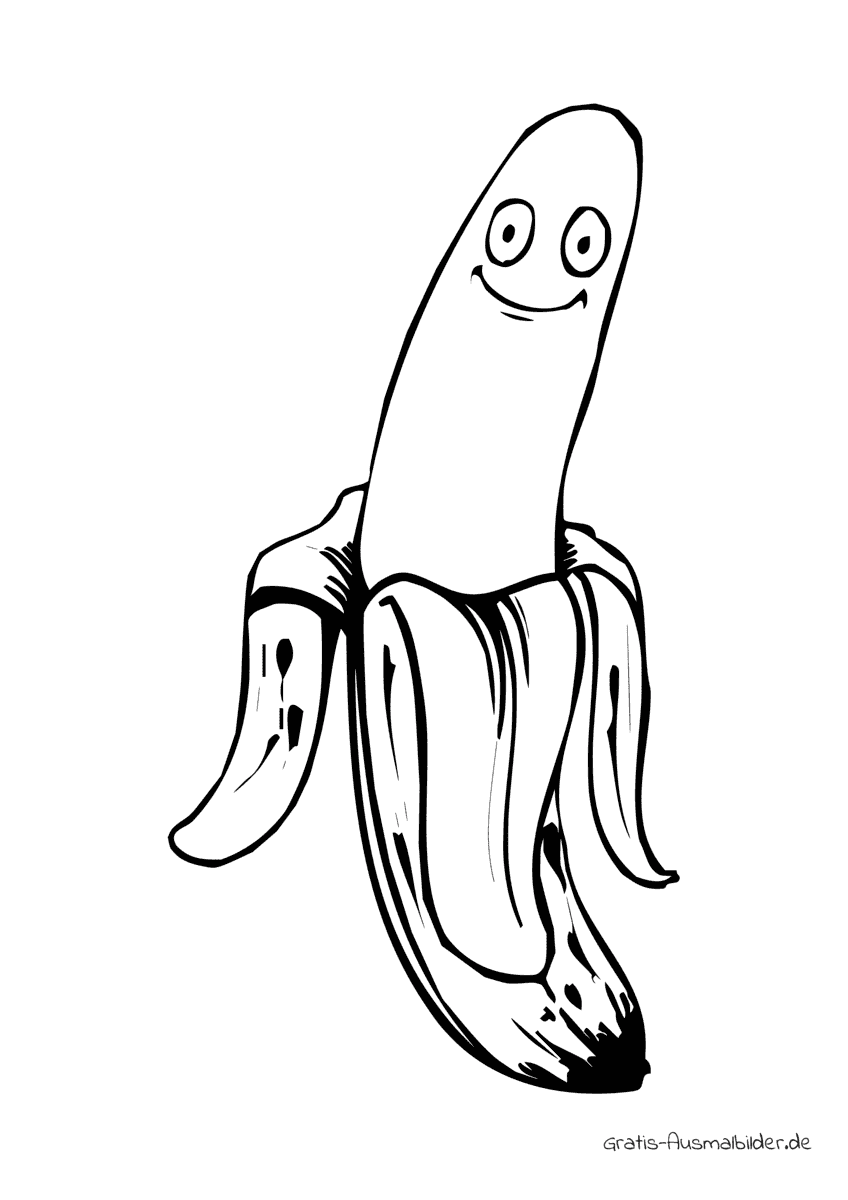 Ausmalbild Lachende Banane