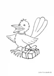 Ausmalbild Vogel mit Geschenk