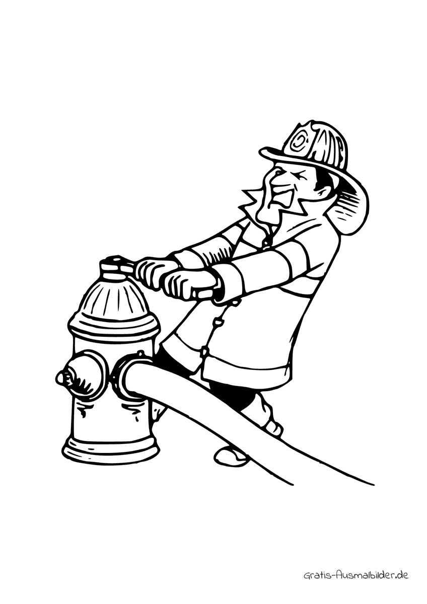 Ausmalbild Mann mit Hydrant