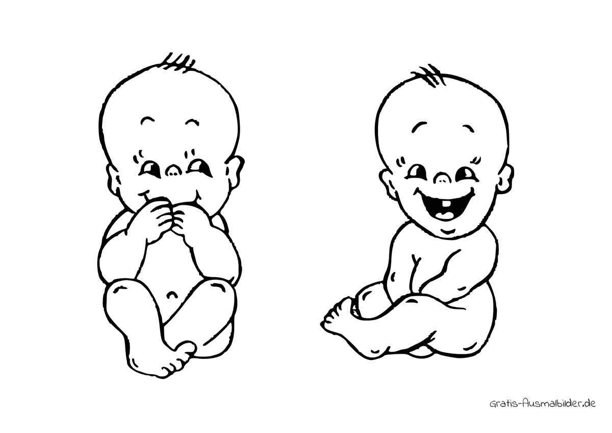 Ausmalbild Fröhliche Babies