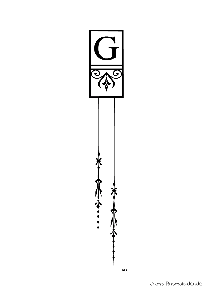 Ausmalbild G mit Verzierung