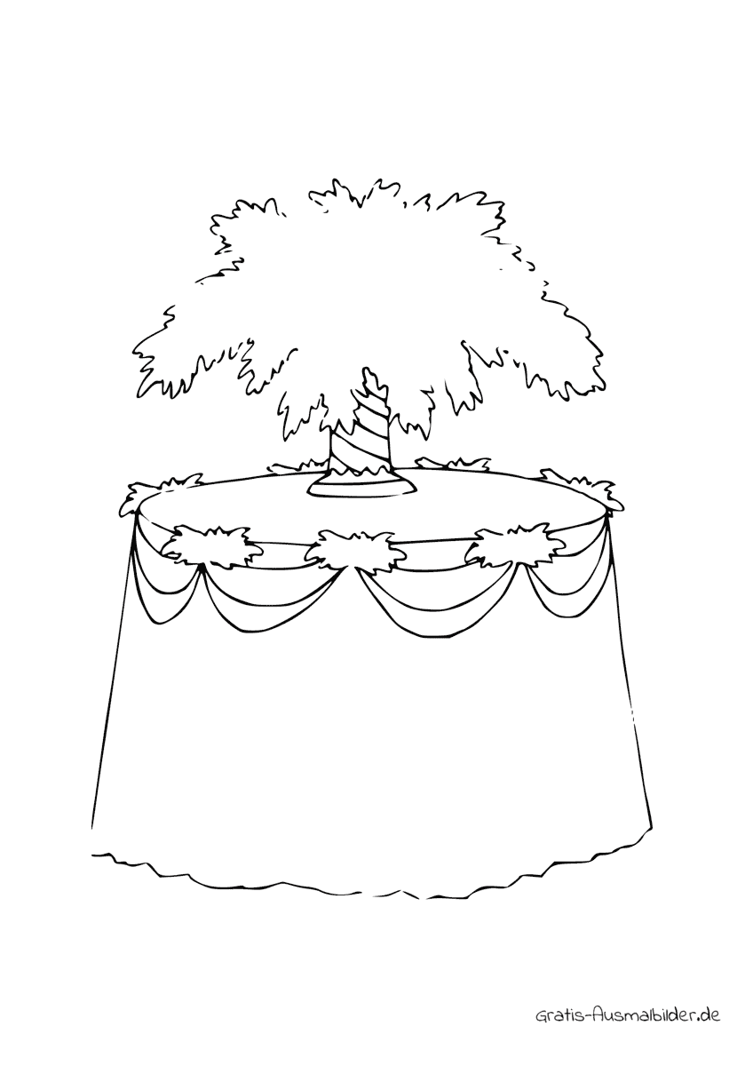 Ausmalbild Baum auf Torte