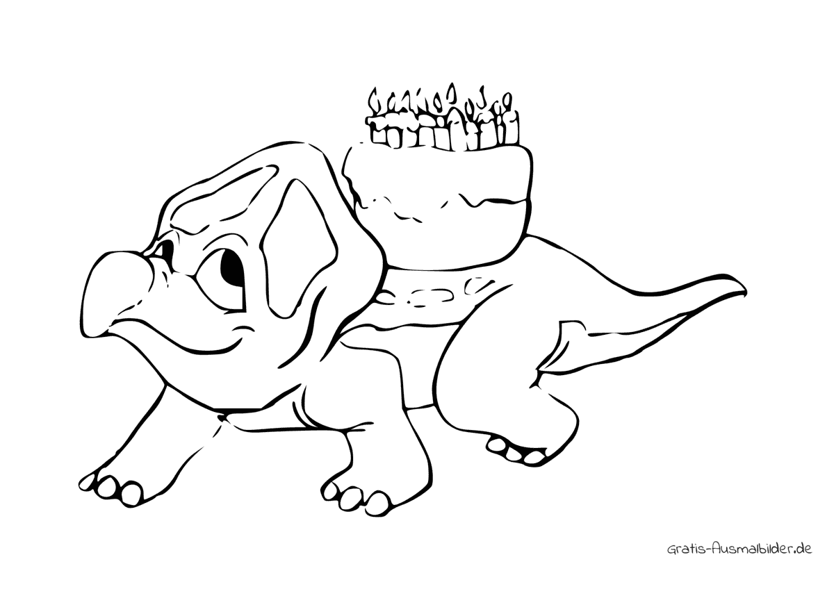 Ausmalbild Dinosaurier hat Geburtstag