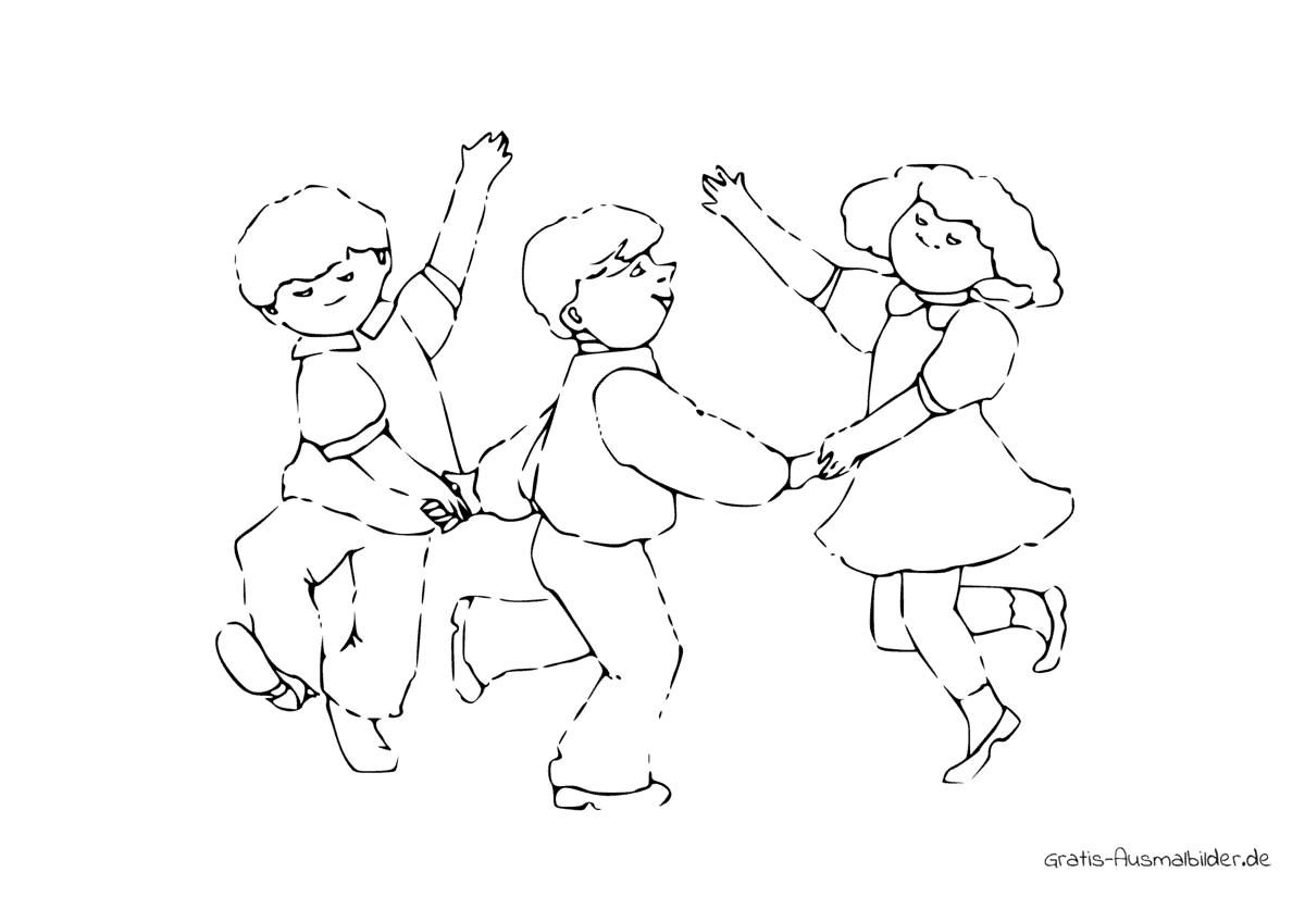 Ausmalbild Kinder tanzen