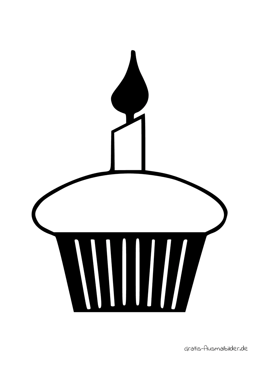 Ausmalbild Muffin mit einer Kerze
