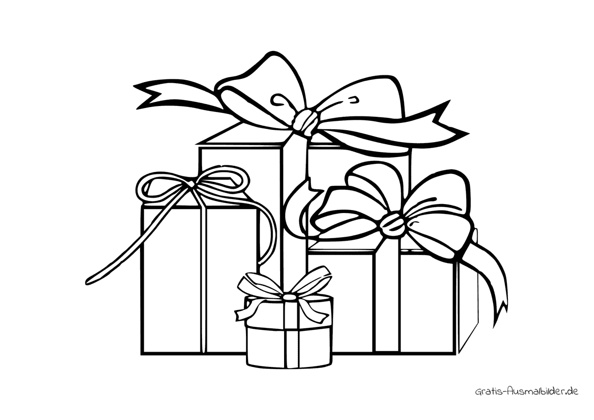 Ausmalbild Vier Geschenke