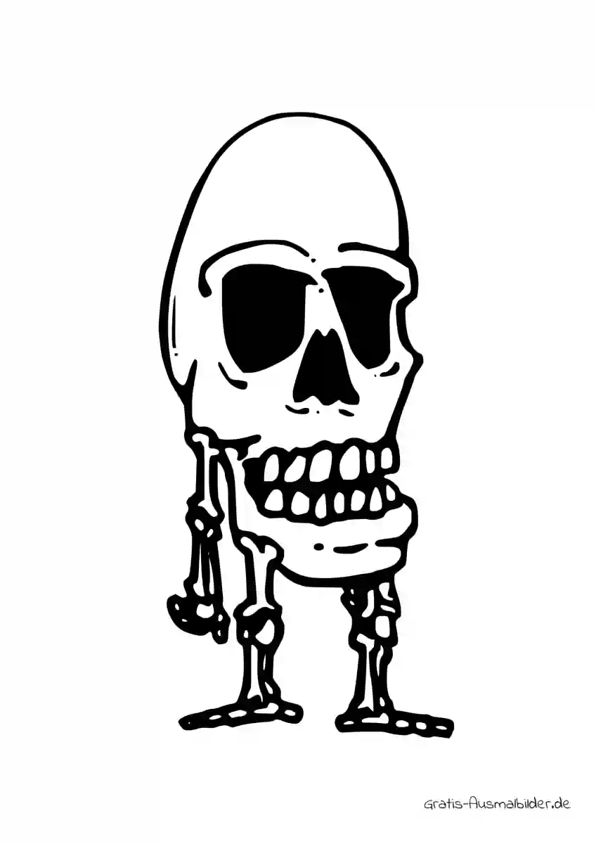 Ausmalbild Skelett grosser Schädel