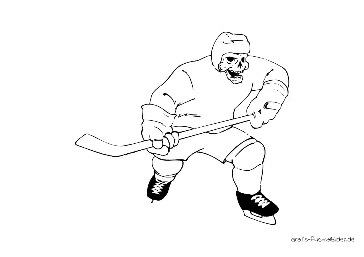 Ausmalbild Zombie beim Eishockey