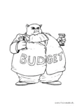 Ausmalbild Fettes Budget Schwein mit Geld