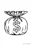 Ausmalbild Geldsack mit Dollarzeichen