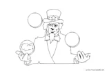 Ausmalbild Uncle Sam jongliert mit Münzen