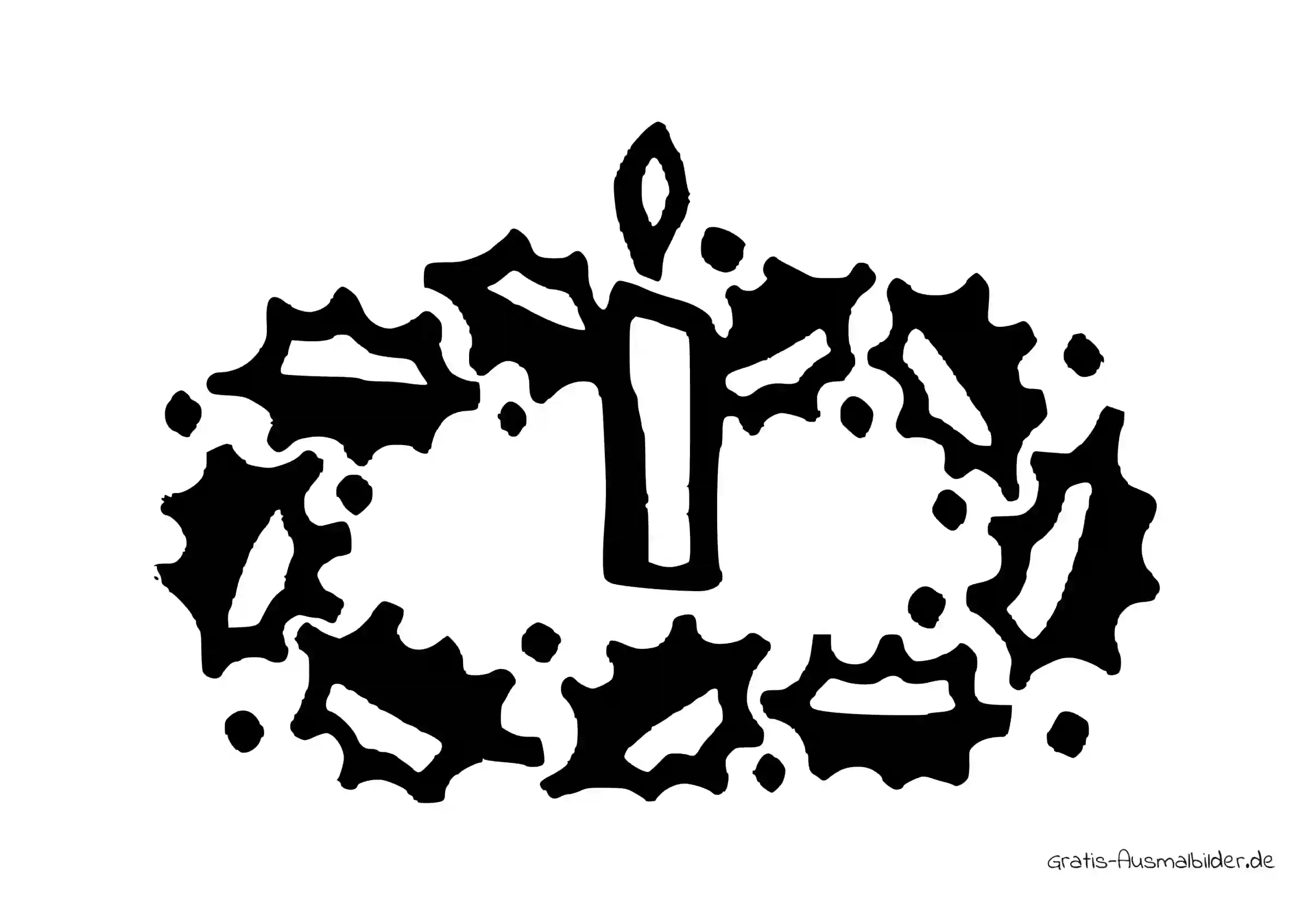 Ausmalbild Adventskranz mit Kerze