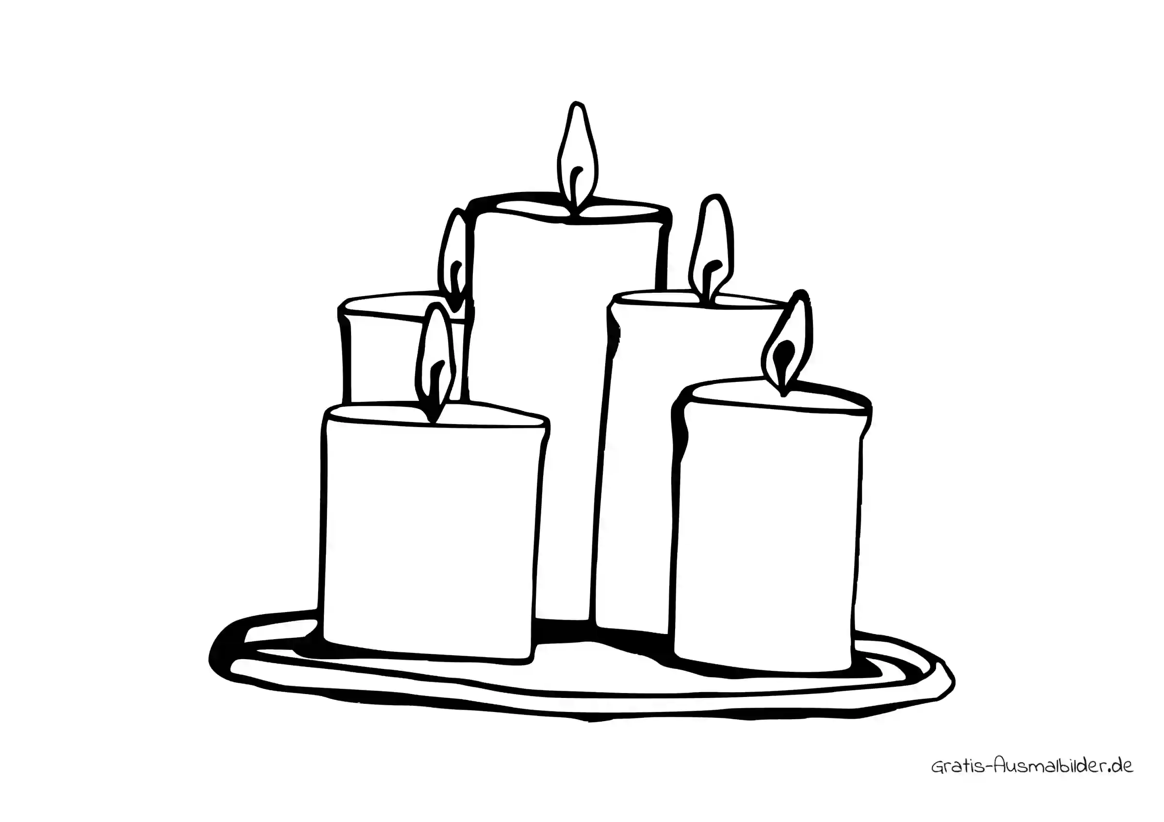 Ausmalbild Fünf Kerzen