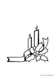 Ausmalbild Kerzen mit Weihnachtskranz