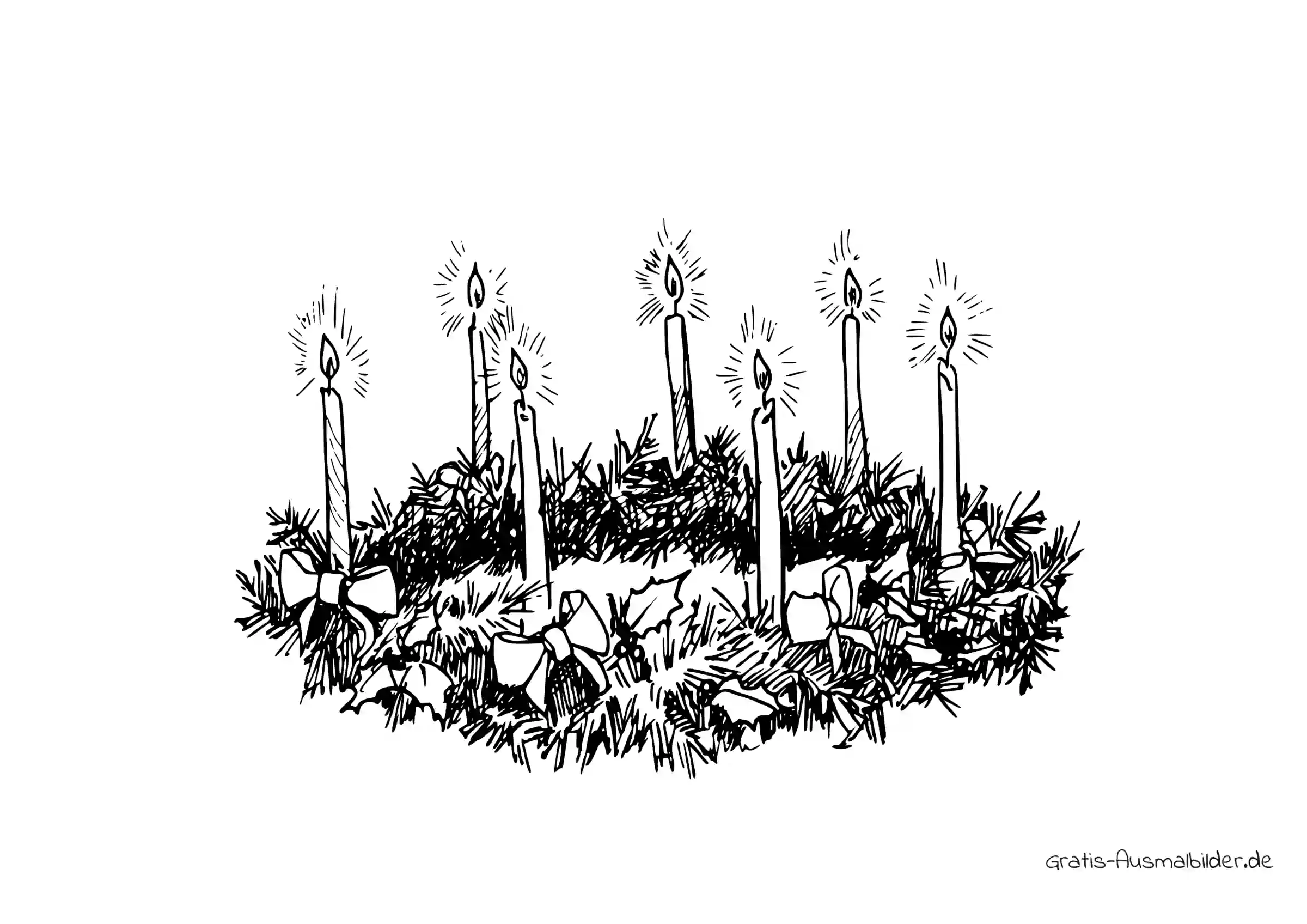 Ausmalbild Kranz mit Kerzen