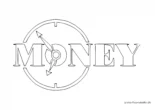 Ausmalbild Uhr mit Money