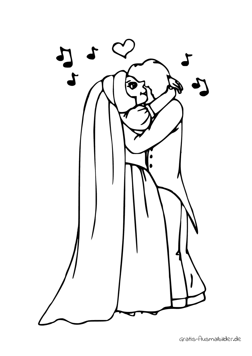 Ausmalbild Bräutigam und Braut