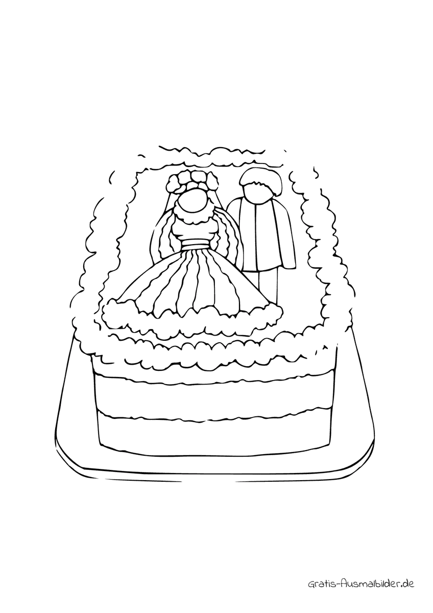 Ausmalbild Brautkuchen