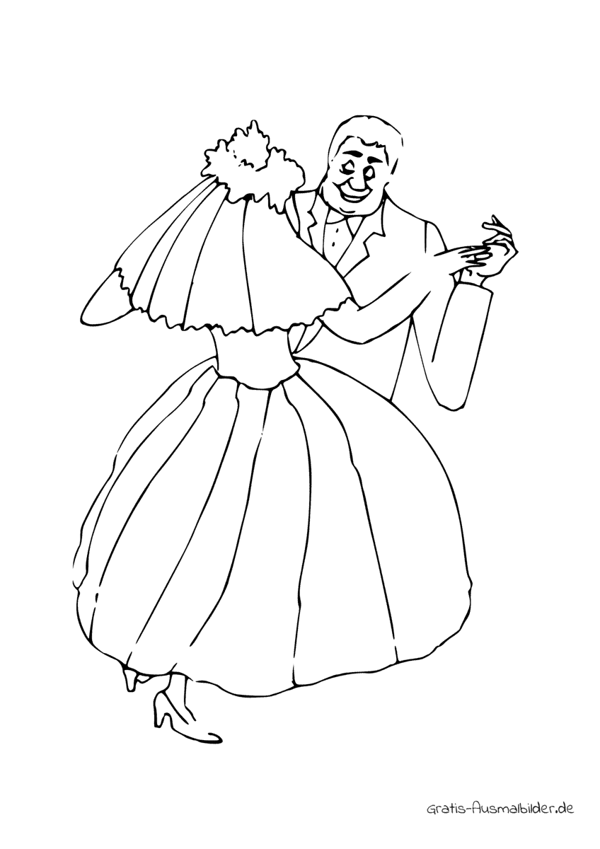 Ausmalbild Brautpaar tanzend