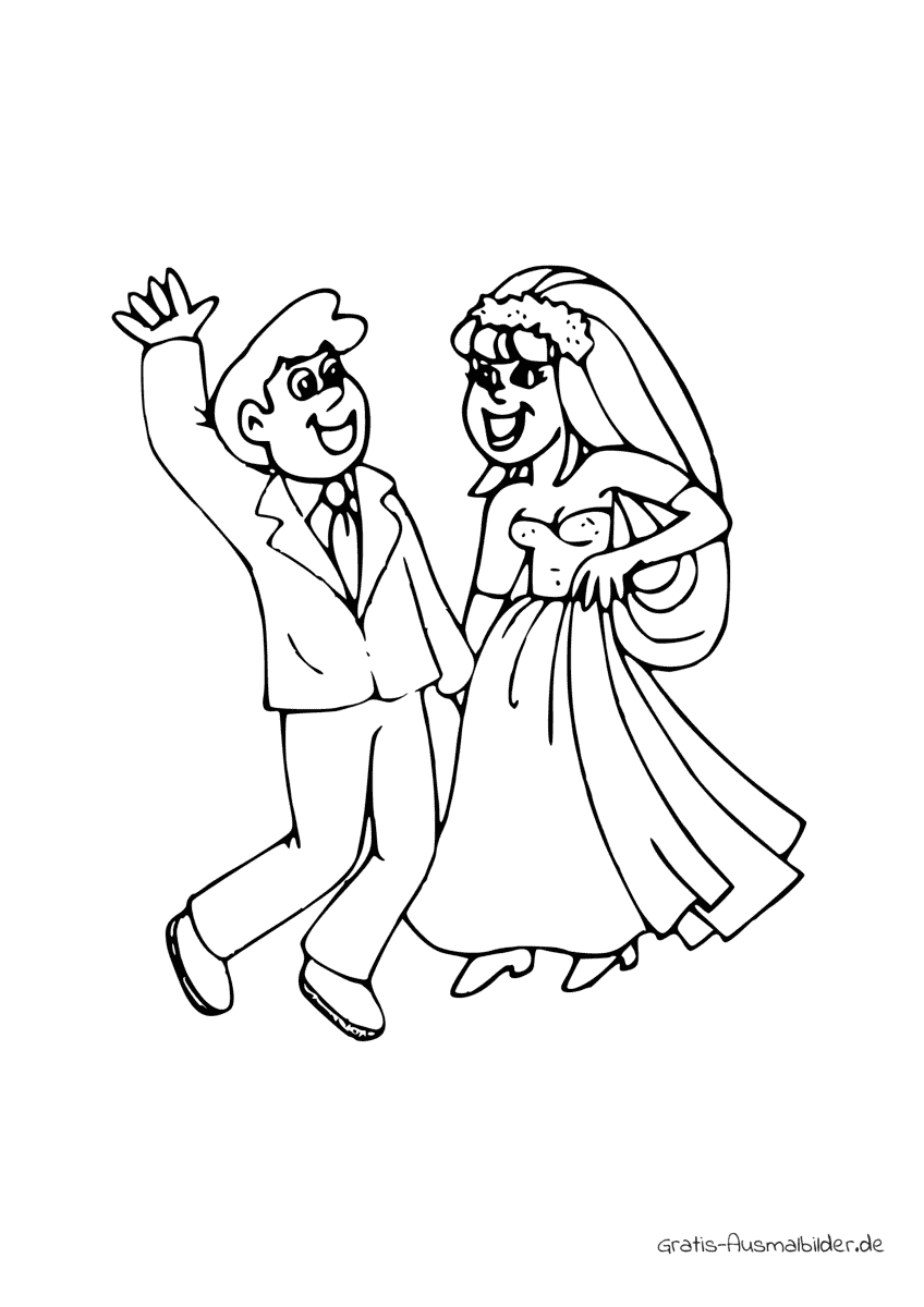 Ausmalbild Brautpaar tanzt