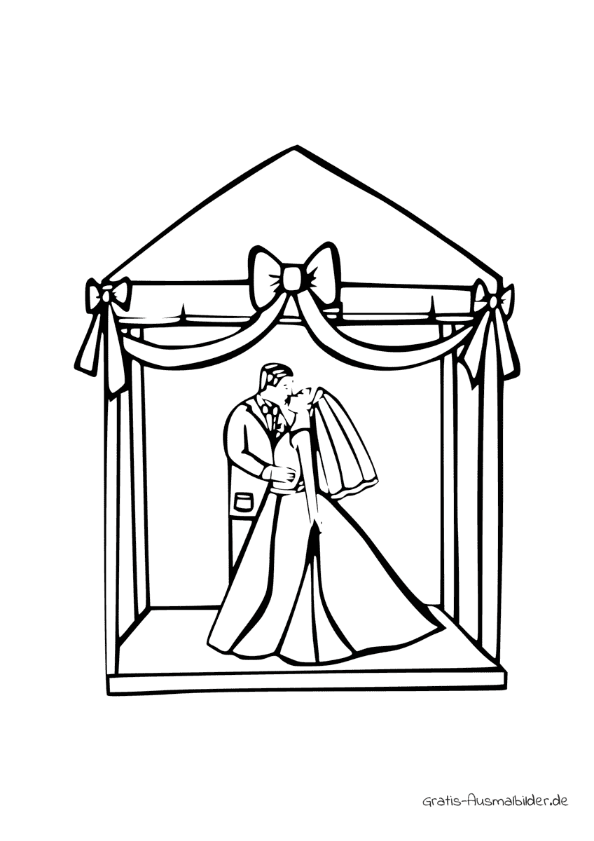 Ausmalbild Brautpaarfigur im Haus