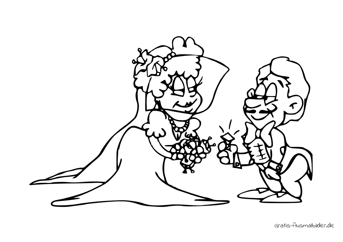 Ausmalbild Hochzeit