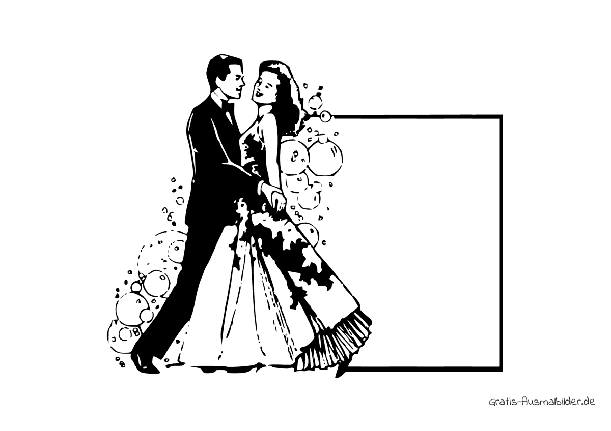 Ausmalbild Hochzeitspaar tanzt