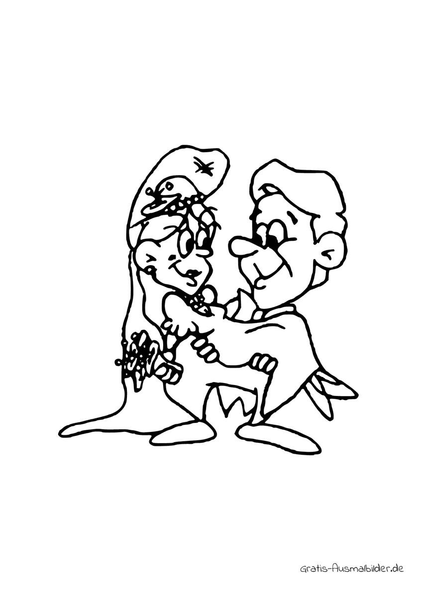 Ausmalbild Karikatur Ehepaar