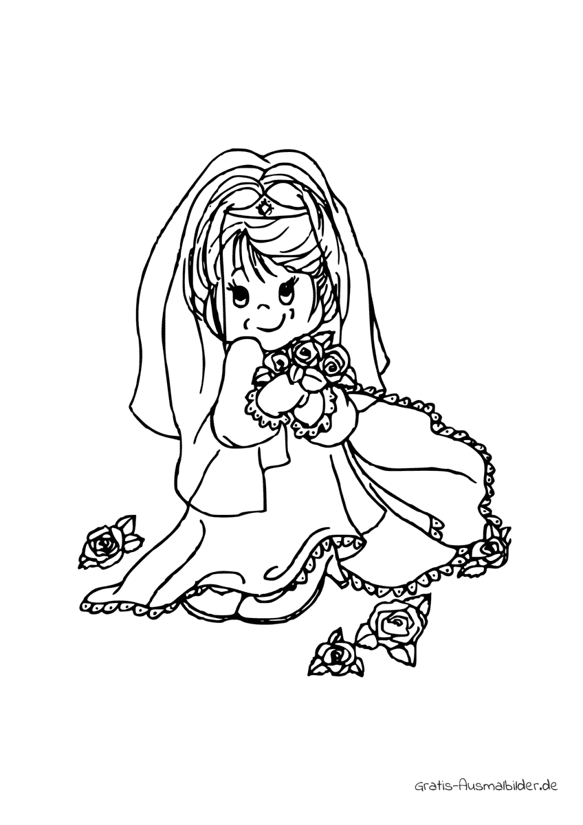 Ausmalbild Kleine Braut