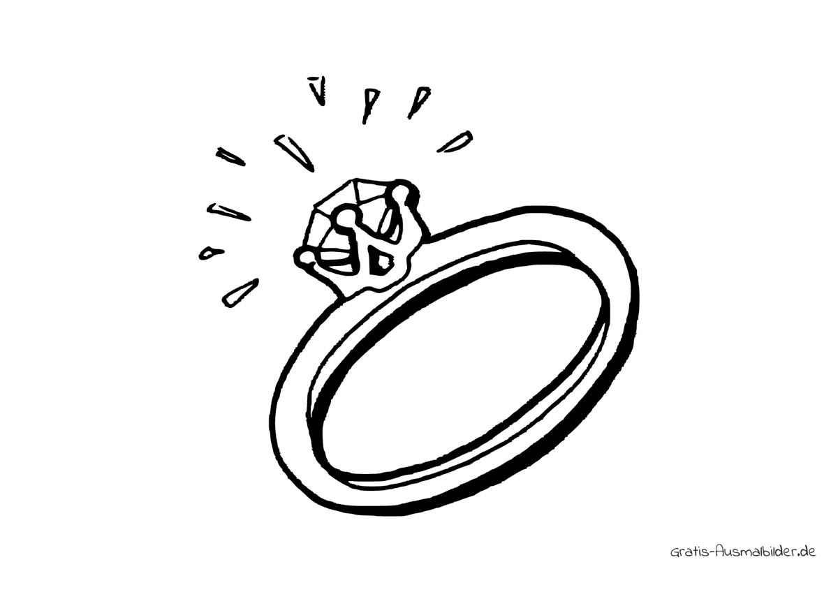 Ausmalbild Ring mit edlem Diamant