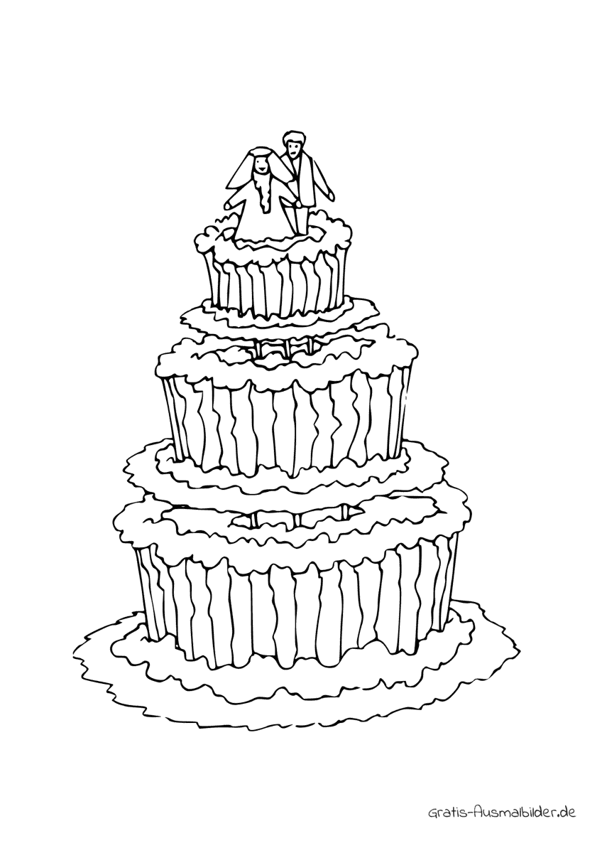 Ausmalbild Torte Hochzeit