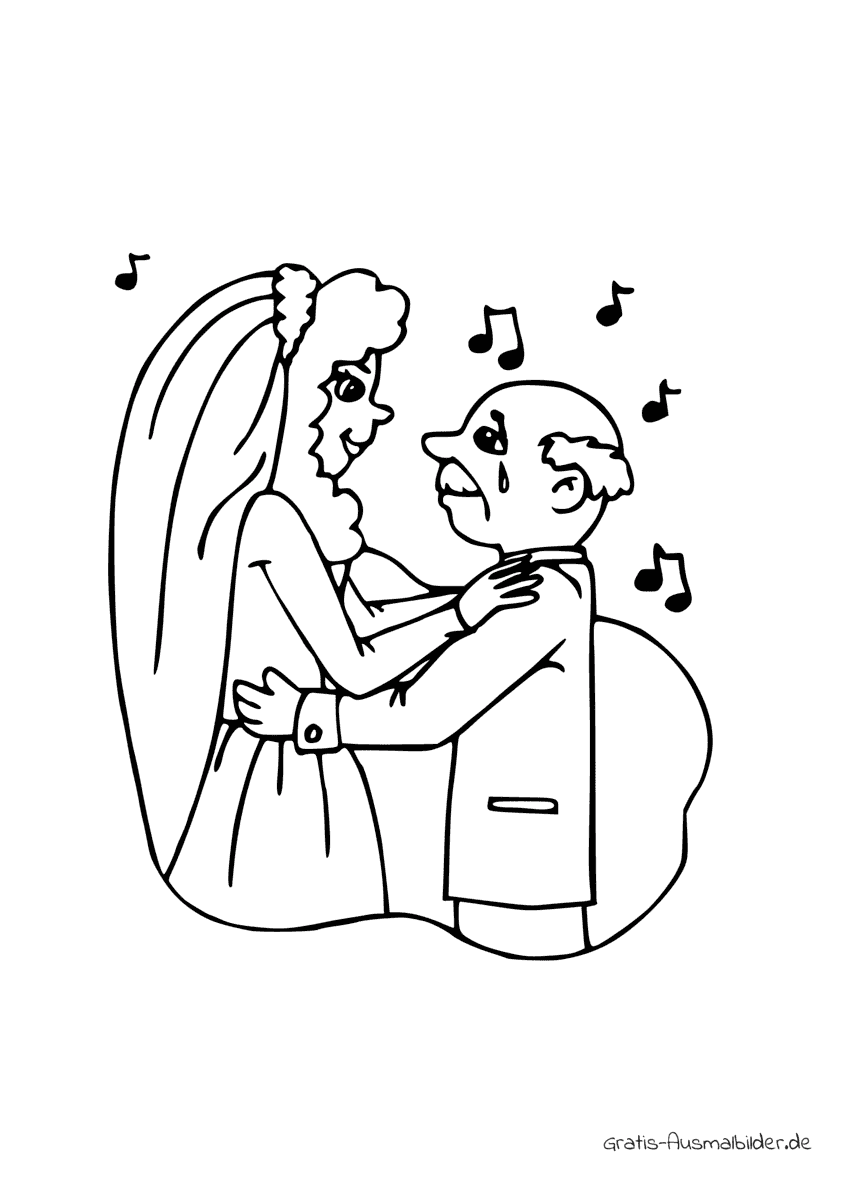 Ausmalbild Vater mit Braut