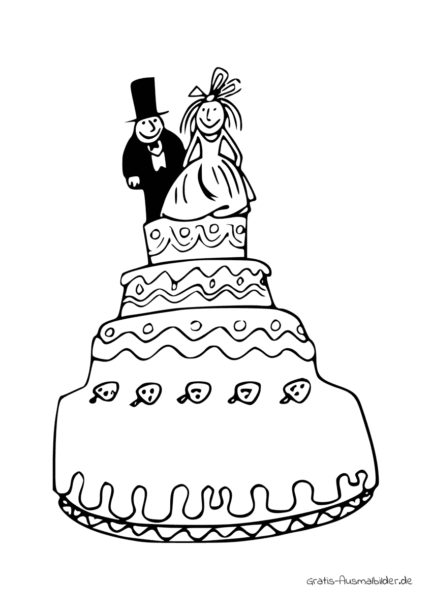 Ausmalbild Vierstöckige Torte