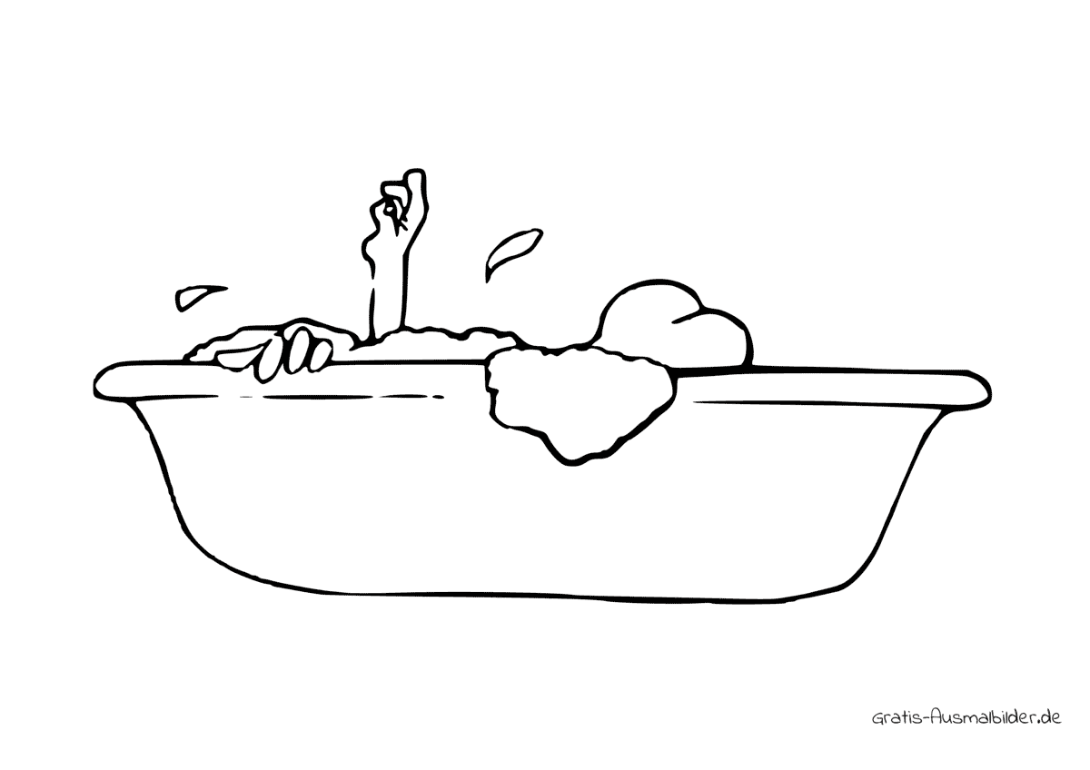 Ausmalbild Mann tuacht in der Badewanne
