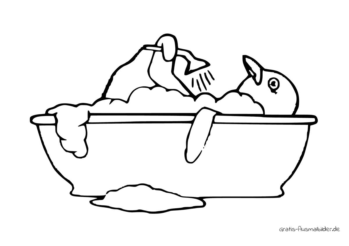 Ausmalbild Pinguin nimmt ein Bad