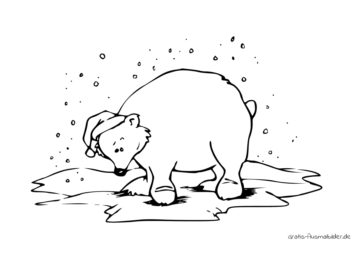 Ausmalbild Eisbär im Schnee