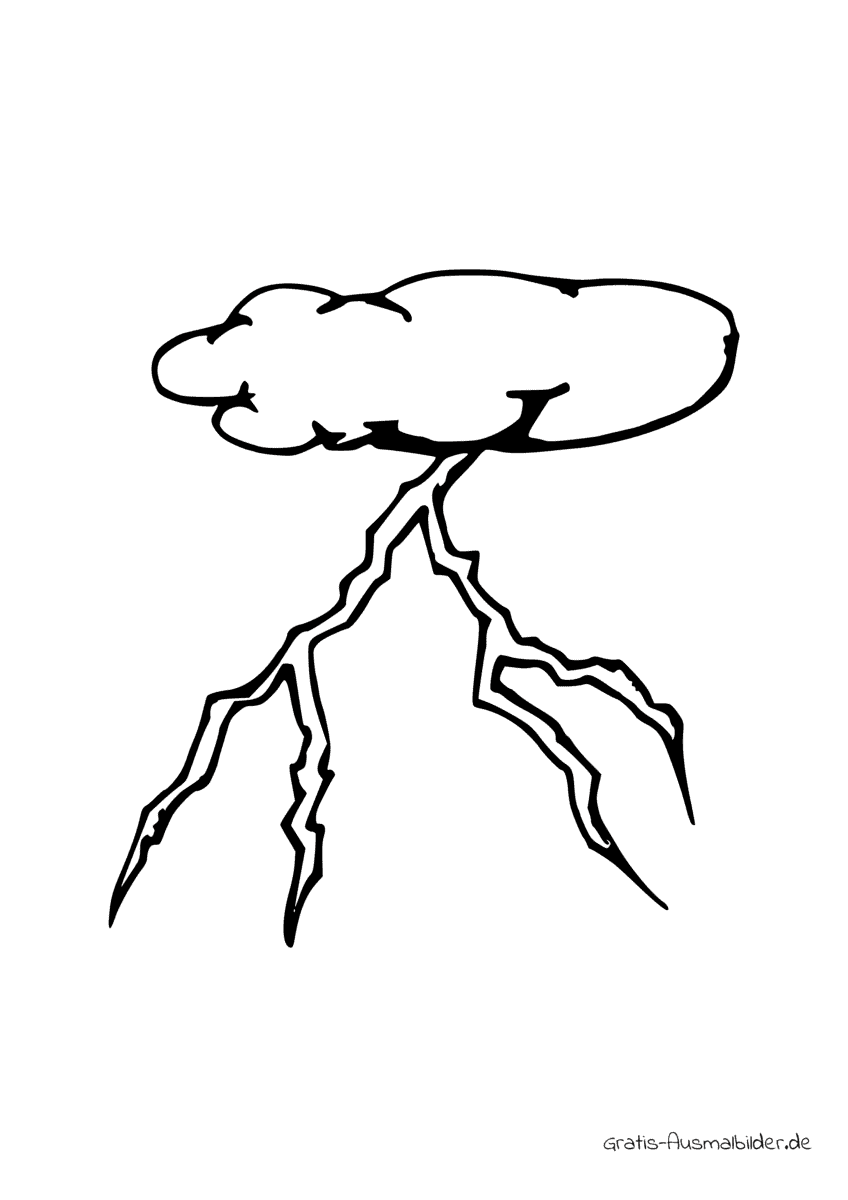 Ausmalbild Gewitterwolke mit Blitz