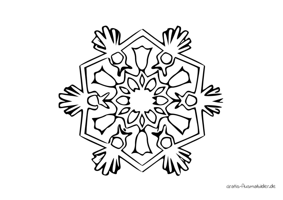 Ausmalbild Mandala mit Kristallen