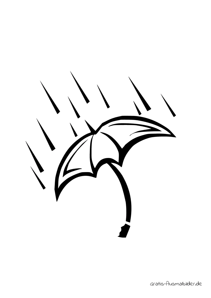 Ausmalbild Regenschirm dicker Rand