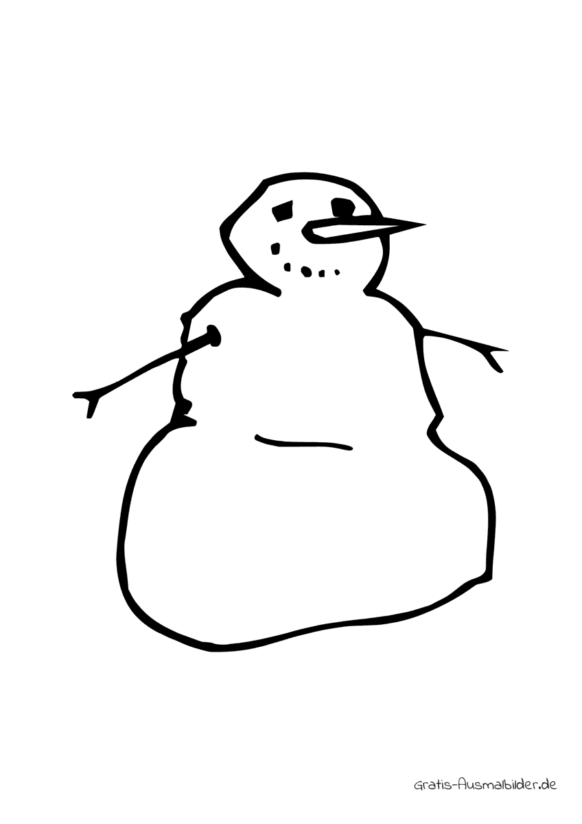 Ausmalbild Schneemann ohne Knöpfe