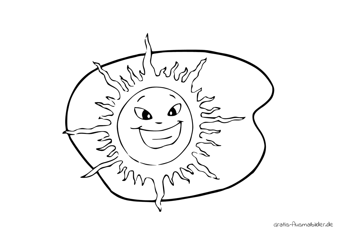 Ausmalbild Sonne mit Gesicht