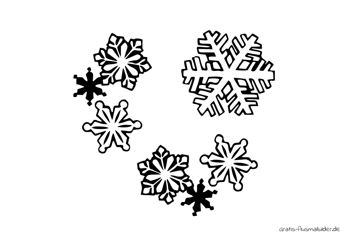 Ausmalbild Verschiedene Schneeflocken