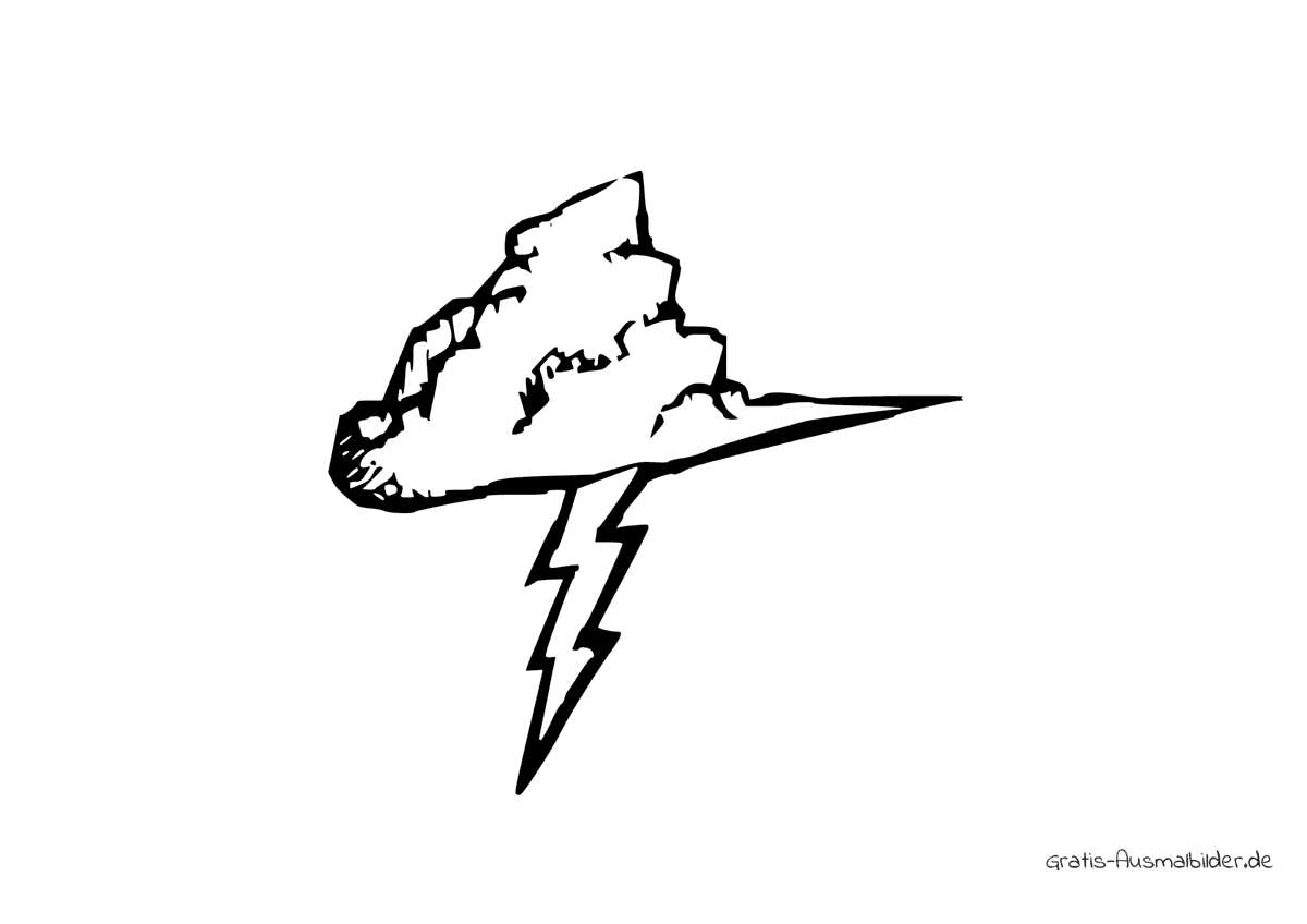 Ausmalbild Wolke mit Blitz