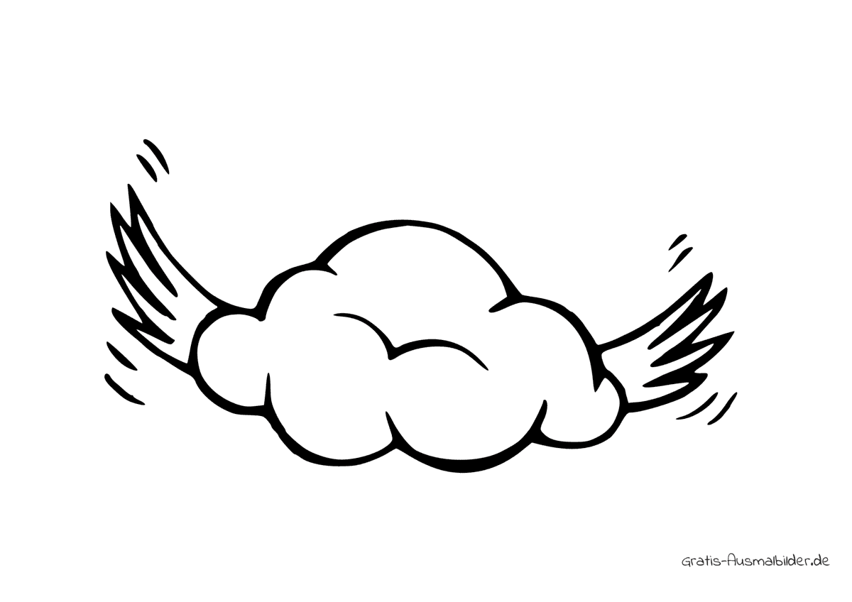 Ausmalbild Wolke mit Flügeln