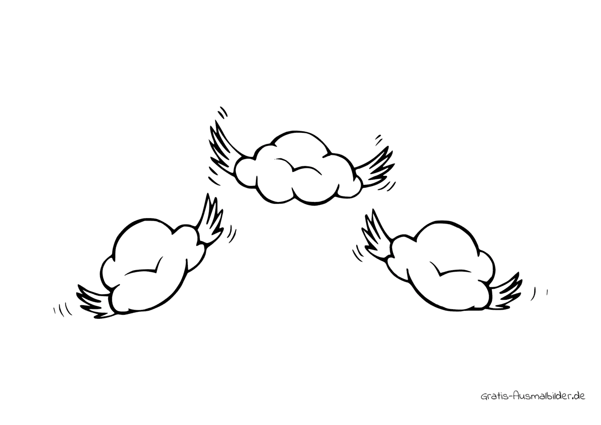 Ausmalbild Wolken mit Flügel