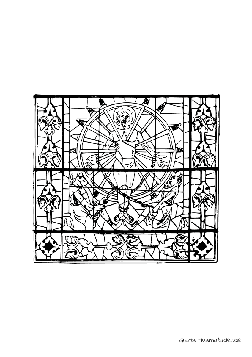 Ausmalbild Kirchenfenster mit Jesus
