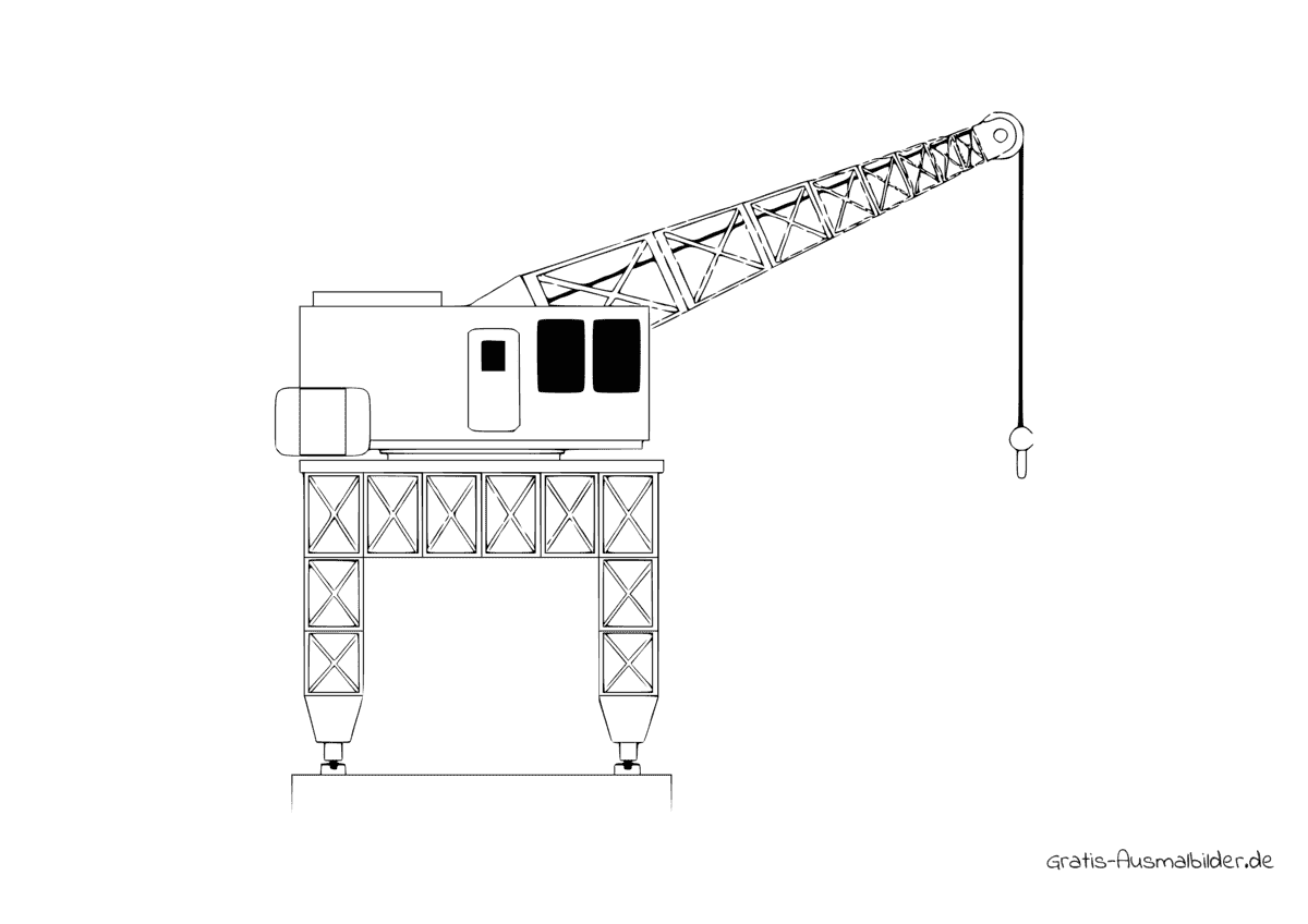 Ausmalbild Kran am Abhang