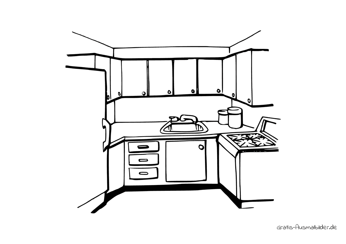 Ausmalbild Küche